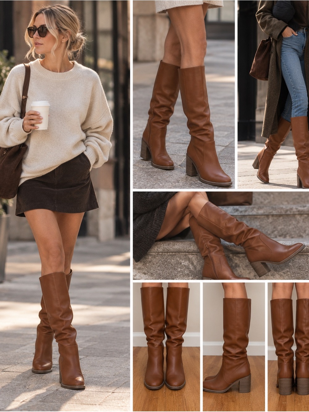 Brown Heeled Tall Boots Like New